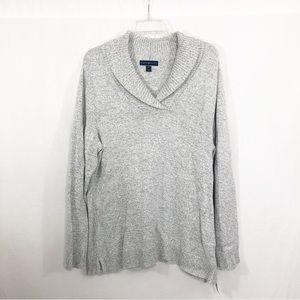 NEW Karen Scott Marled Shawl Collar Tunic Sweater, Size 0X, Gray White